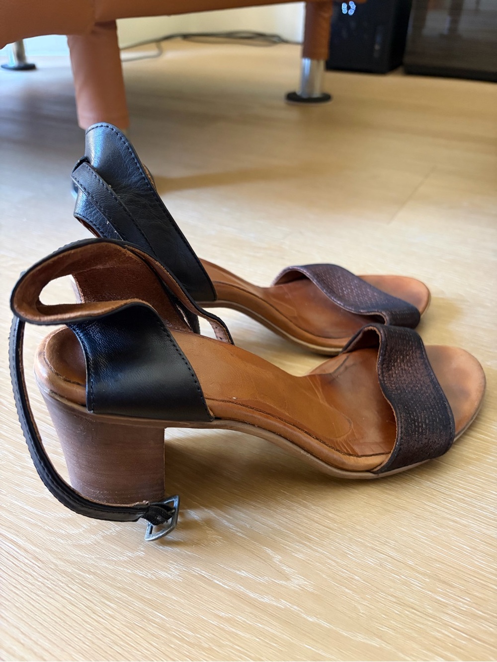 Women's Brown Leather Ankle-Strap Sandals - Picture 4 of 5